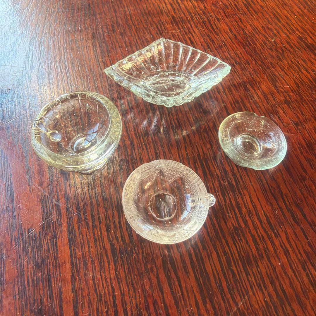 アンティーク ペロペロ ガラス 菱形 4点