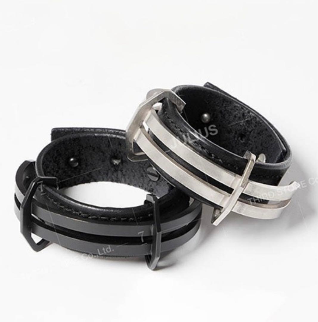 美品！！ユリウス24SSベクトルレザーブレスレット　ブラック