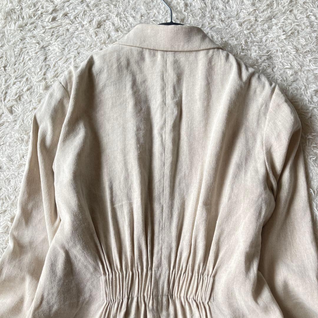 【近年】セオリーリュクス　麻混ロングチェスターコート　バックギャザー　銀ボタン