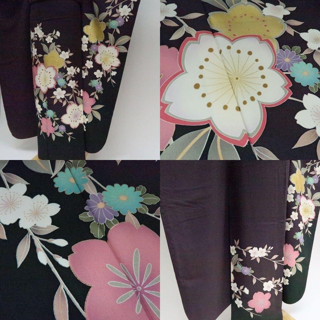 ｍ2219＊美品 正絹 桜 トールサイズ 手縫い仕立て 成人式 振袖単品