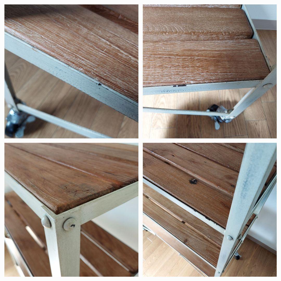 オールドメゾン キャスター付 アイアン オープンシェルフ お手入れワックス付