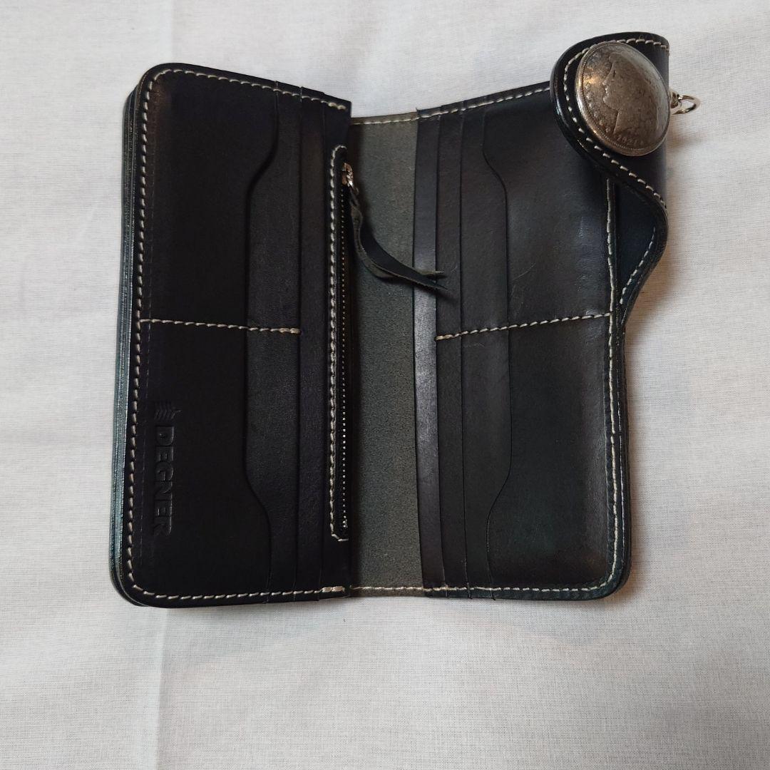 ★★美麗品★★デグナー バイカーズロングウォレット ブラック