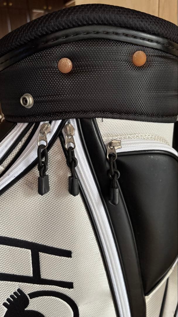 【Mr-K】HONMA キャディバッグ ホワイト/ブラック フード付き