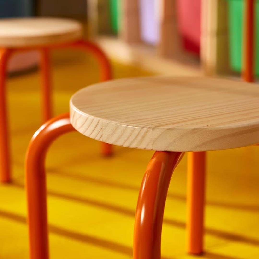 IKEA イケア　ドムステン　グレイシモイス　スツール　オレンジ　大小2脚セット