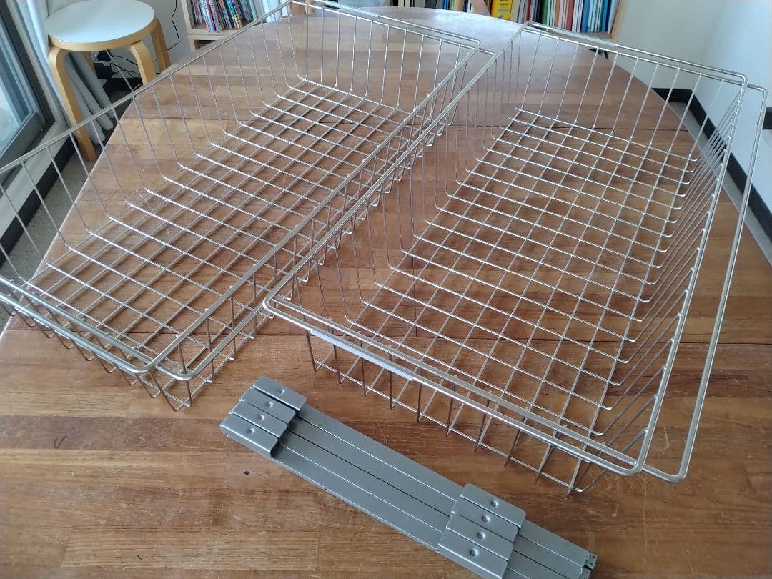 【訳あり】MUJI無印良品 ステンレスユニットシェルフ用ワイヤーバスケット2個