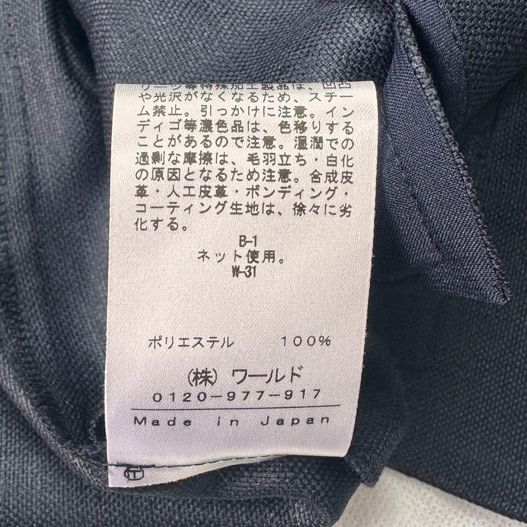 美品♡現行 インディヴィ パンツスーツ セットアップ ノーカラー ネイビー