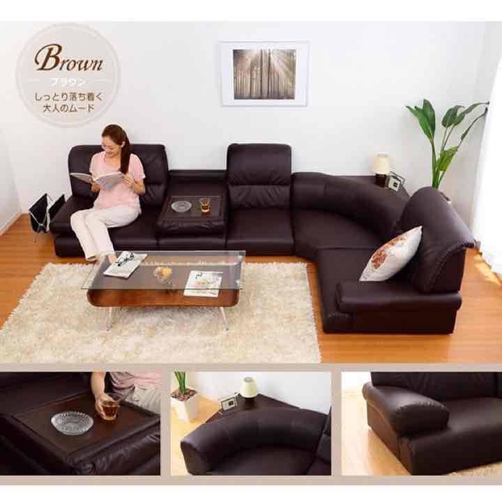 【■大特価■】PARKES　コーナーソファ5点セット　BK/BR/IV