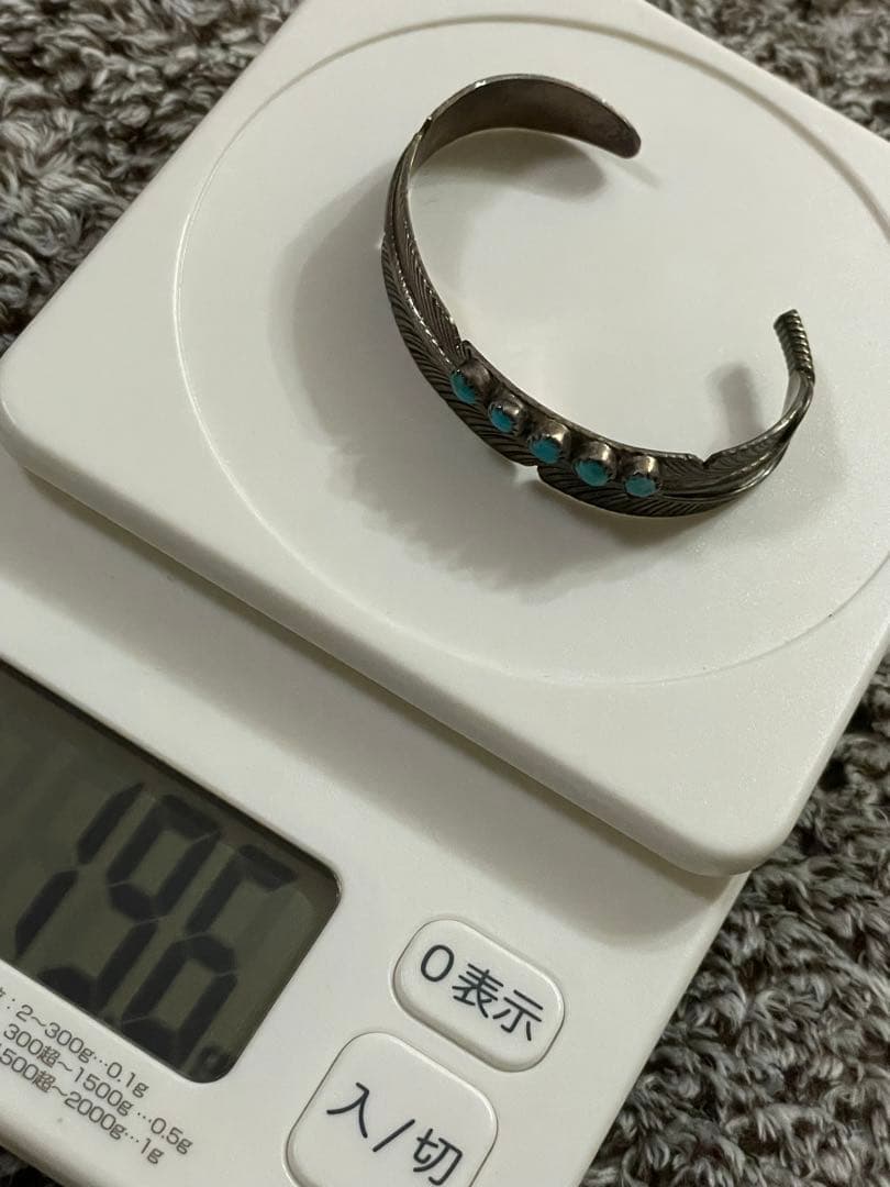 ◆感謝価格◆sterling◆V刻印◆ターコイズフェザーシルバーバングル◆