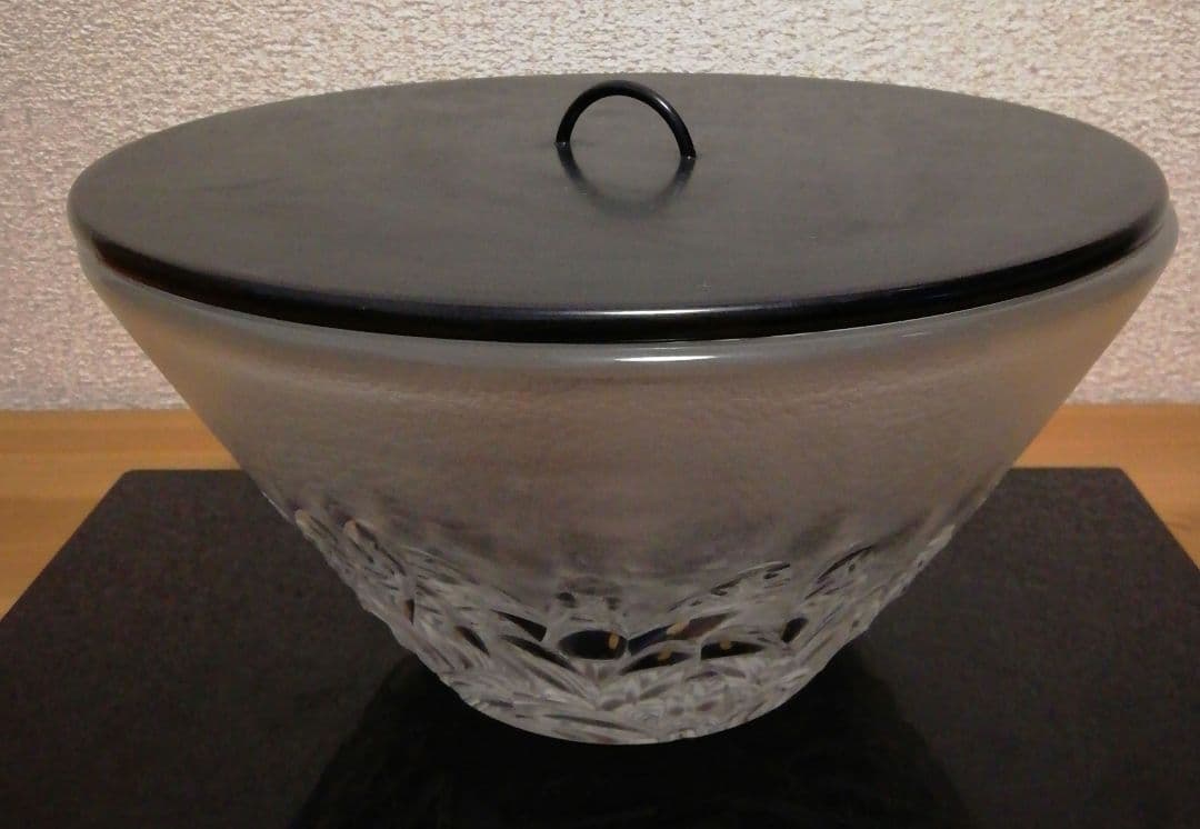 佐々文夫作　HOYA　クリスタル　ガラス　水指　共箱　茶道具