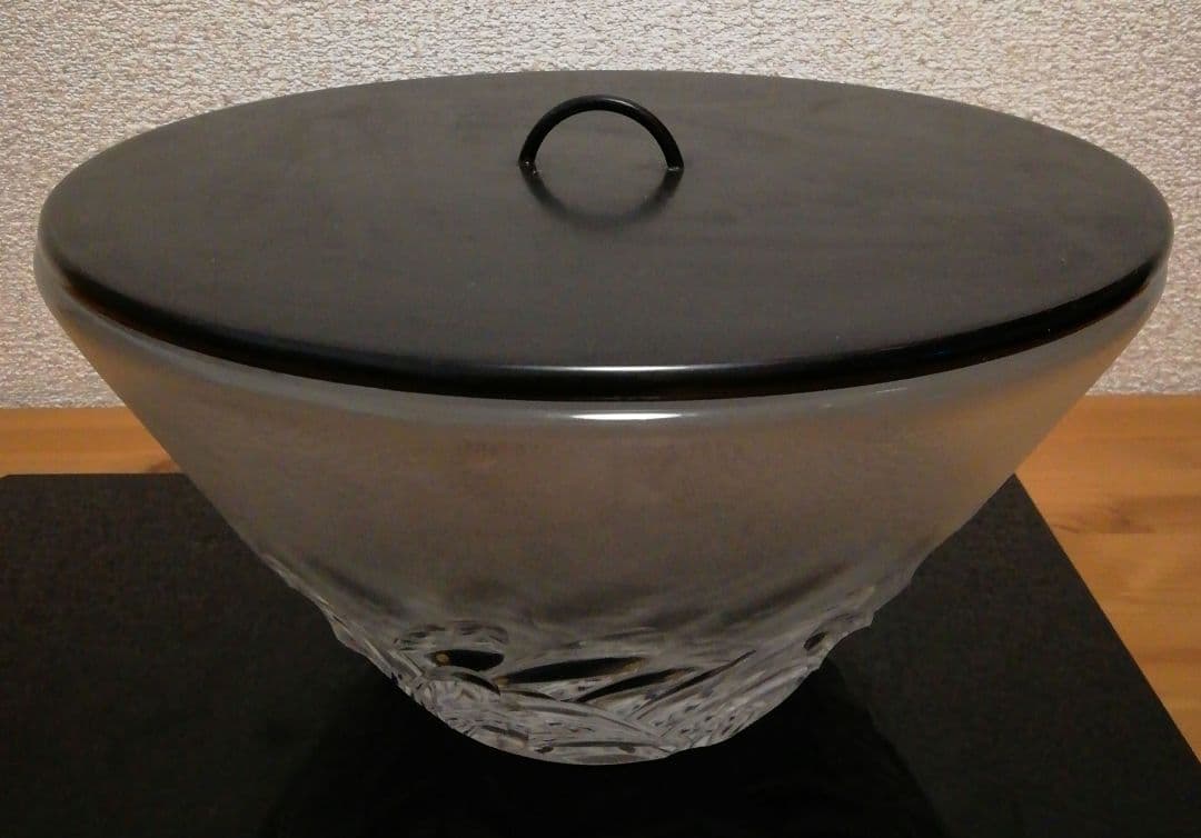 佐々文夫作　HOYA　クリスタル　ガラス　水指　共箱　茶道具