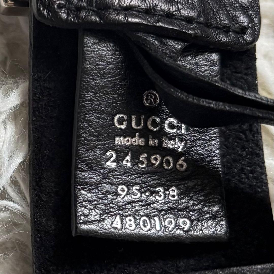 美品　グッチ ベルト GGバックル ブラック　スクエア　245906 メンズ