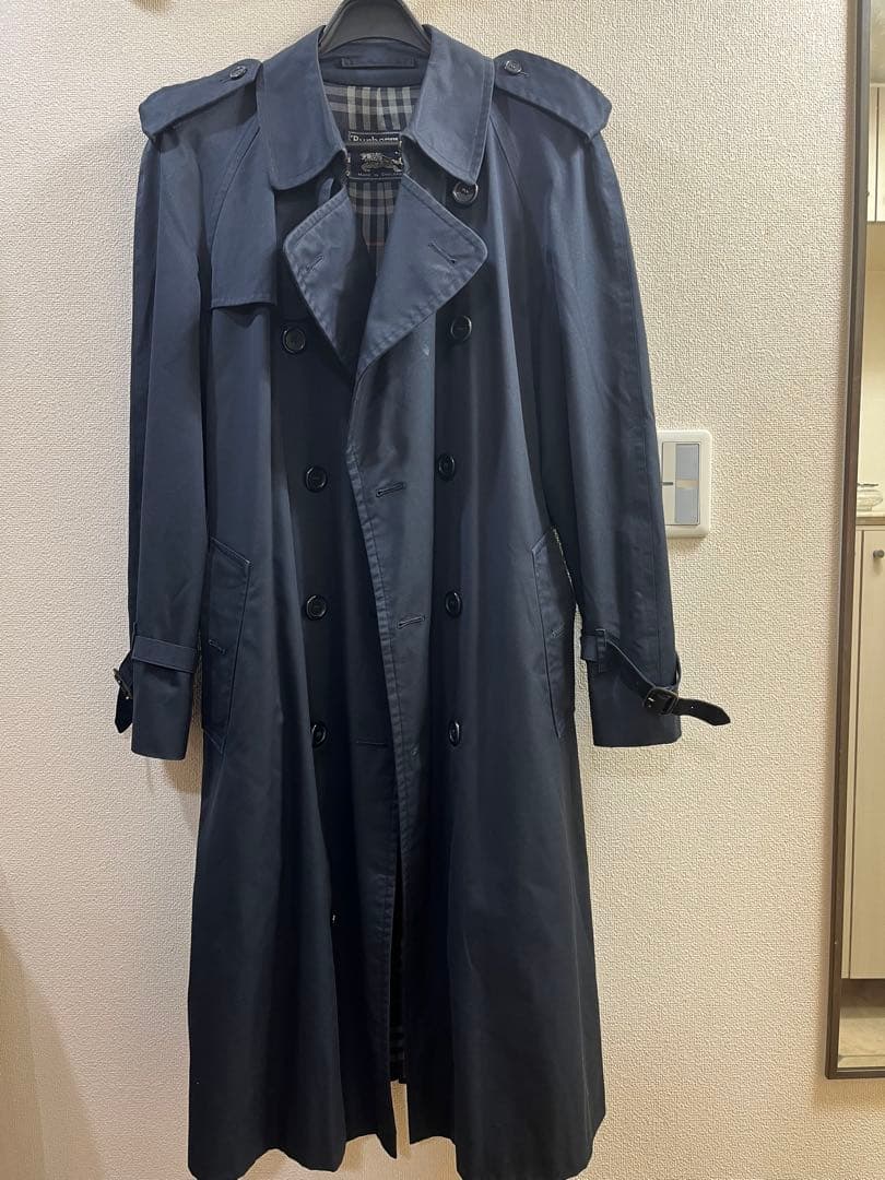 ネイビー トレンチコート チェック裏地