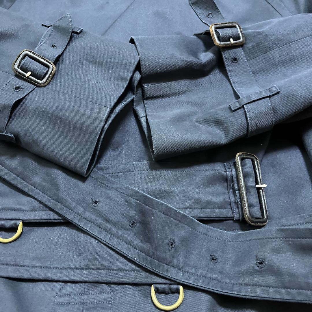 ネイビー トレンチコート チェック裏地