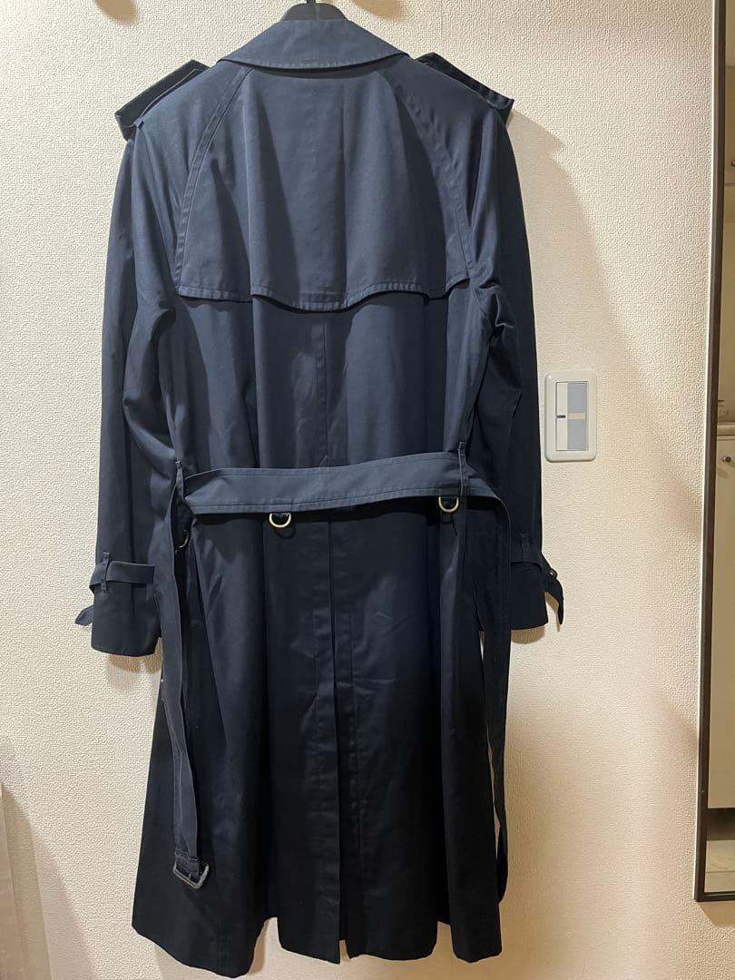 ネイビー トレンチコート チェック裏地