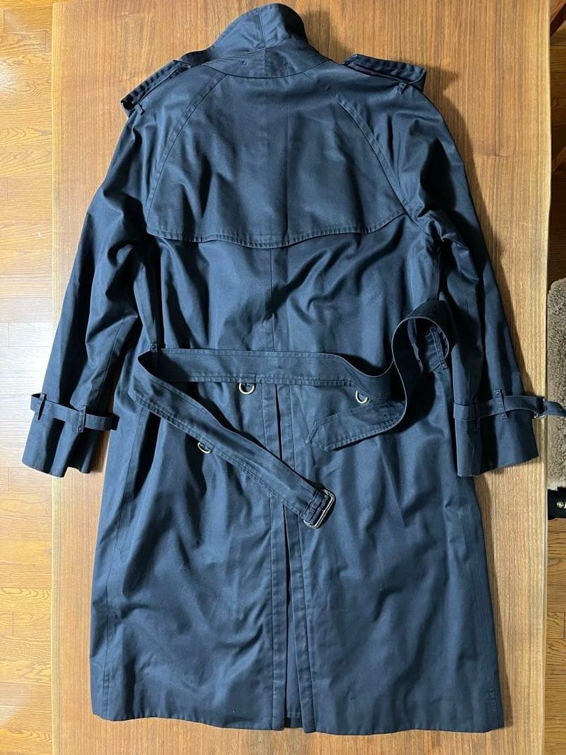 ネイビー トレンチコート チェック裏地