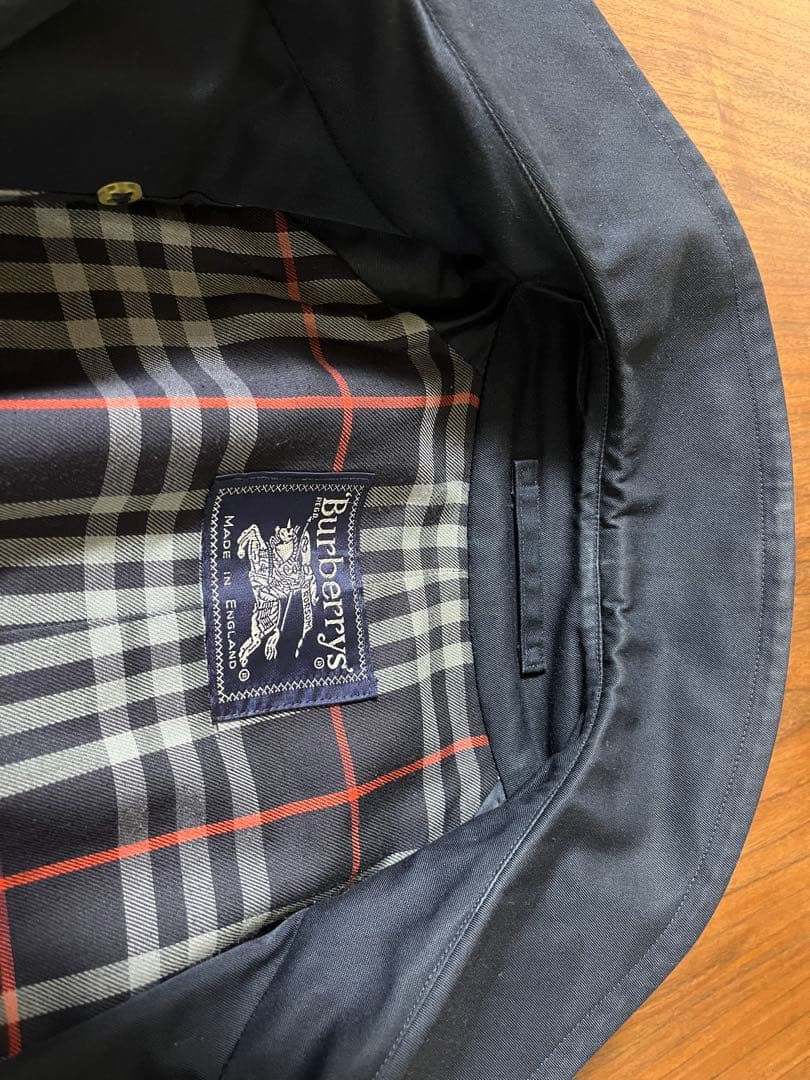 ネイビー トレンチコート チェック裏地