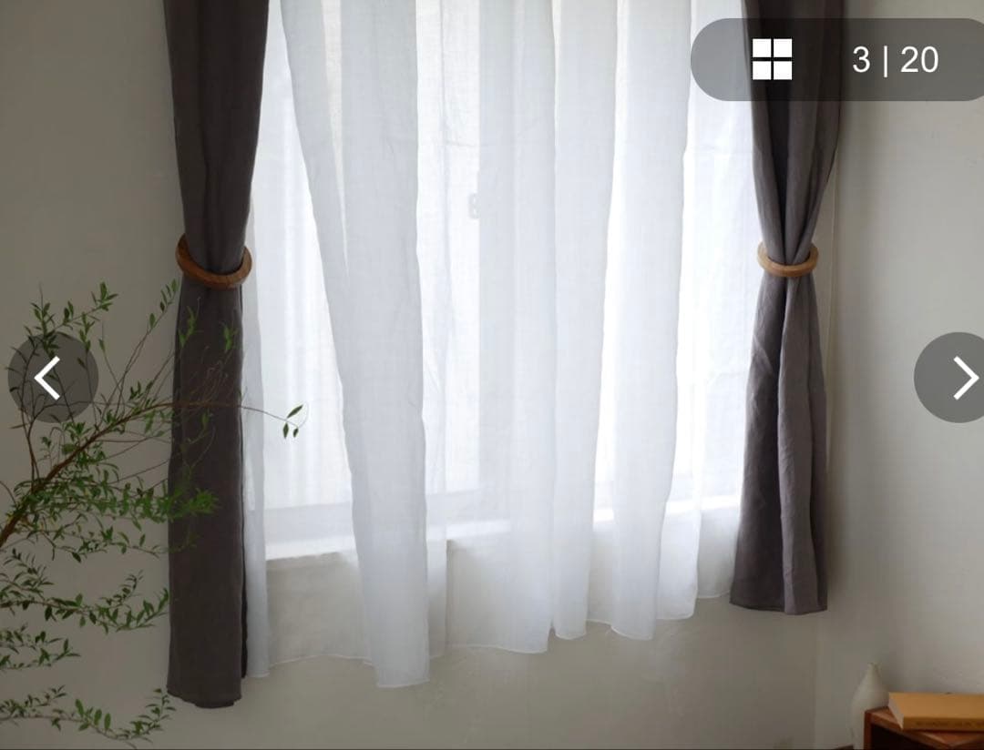 natsusobiku リネンのクリップ留めレースカーテン　ホワイト