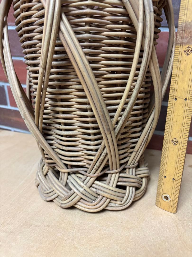 紅籐　二重編み花籠　大