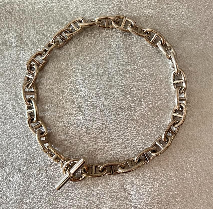 重厚 ネックレス アンカーチェーン シルバー バングル マンテル ヴィンテージ