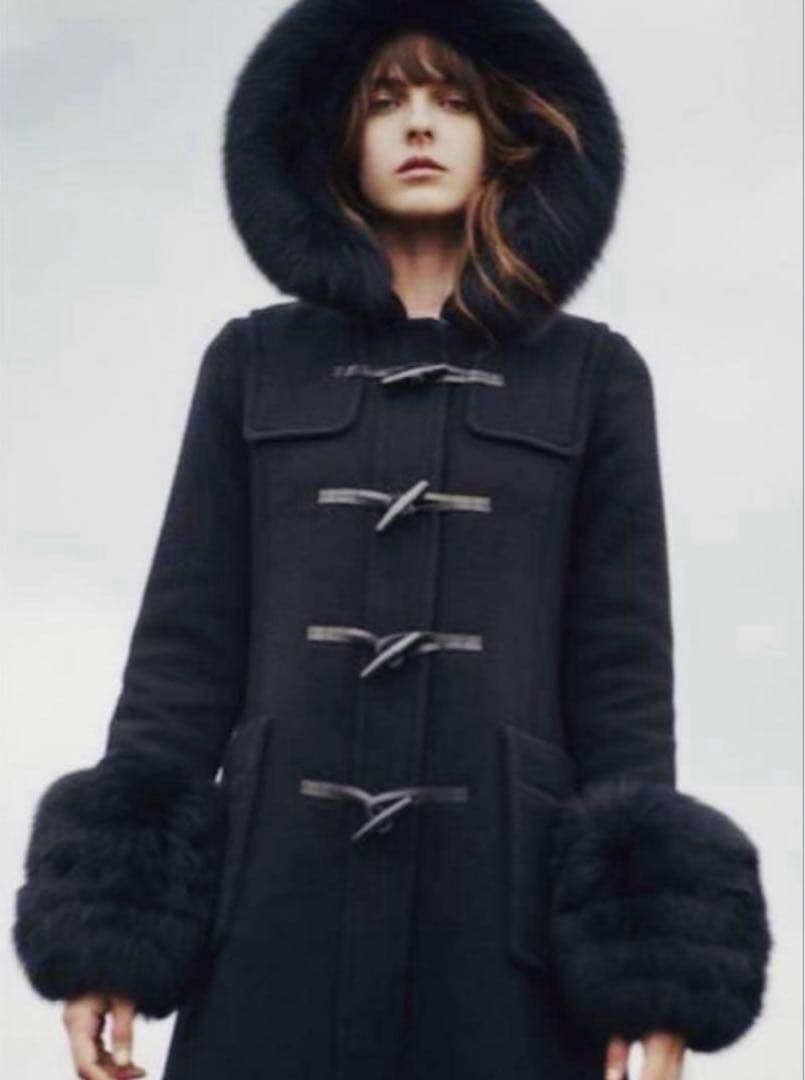 美品 スナイデル 10周年記念 ダッフルコート ファー ウール 黒 0 S相当