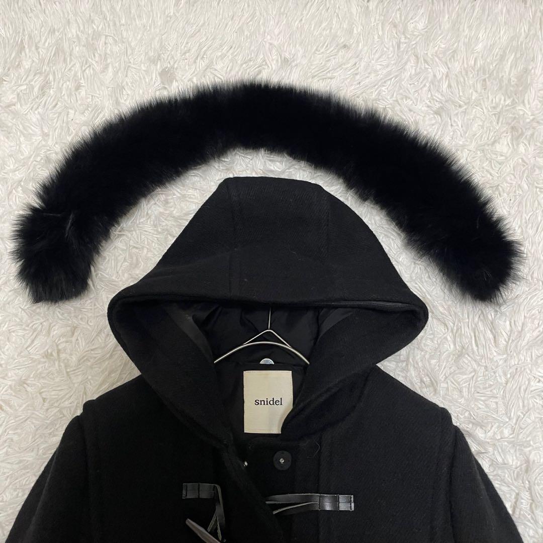 美品 スナイデル 10周年記念 ダッフルコート ファー ウール 黒 0 S相当