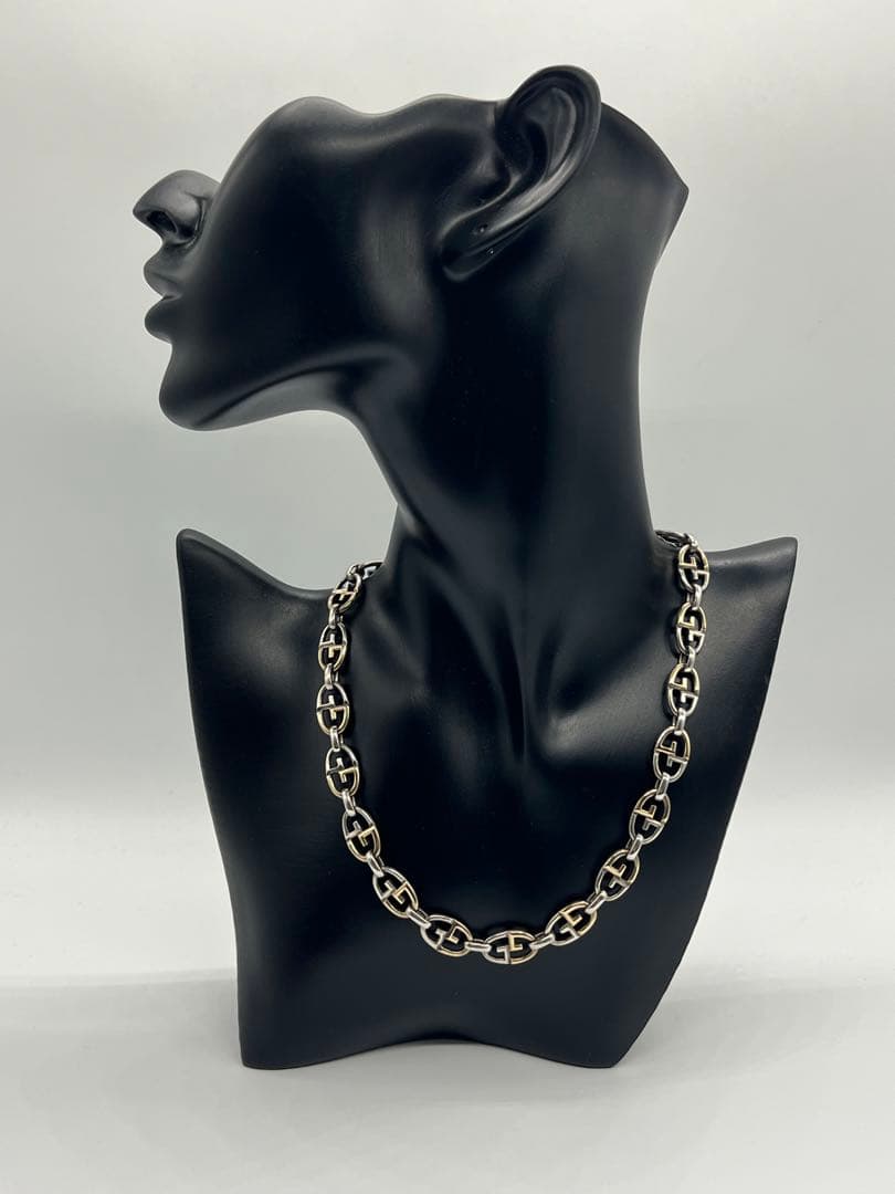 グッチ オールドグッチ Gリンク ネックレス SV YG コンビ 希少