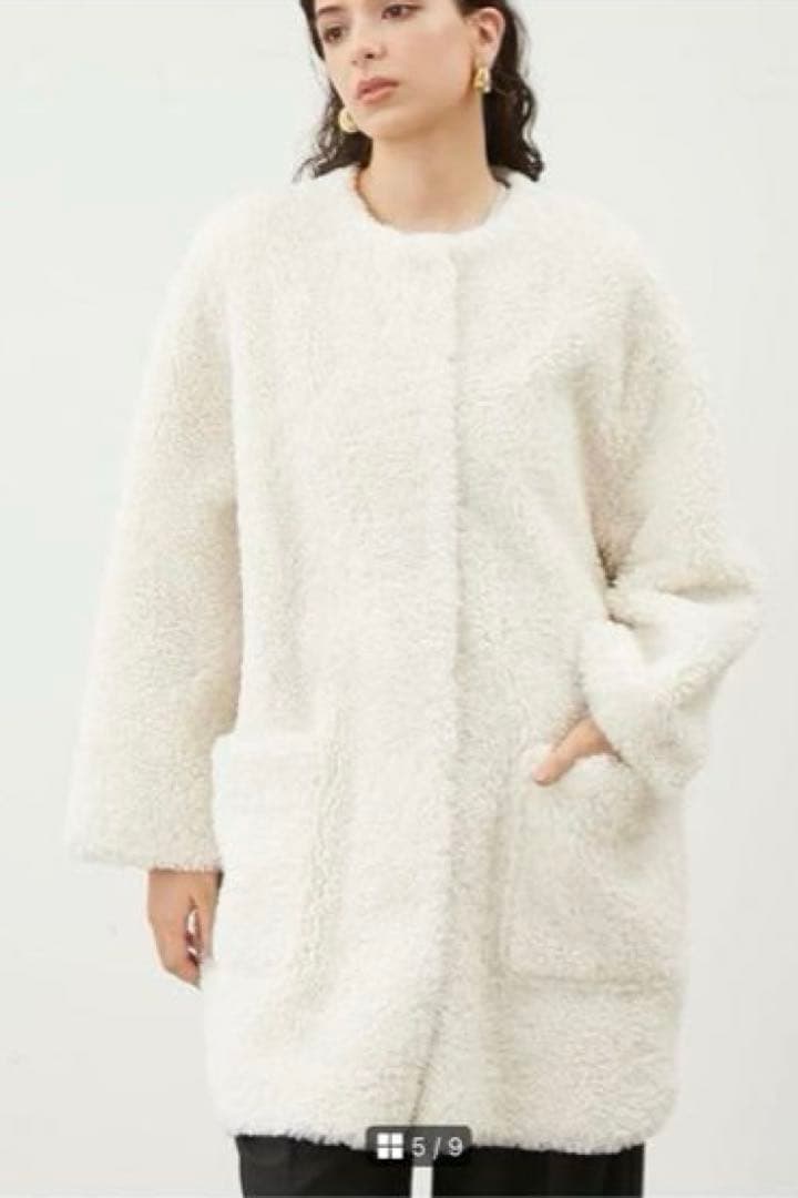 RCRN♡ 　MilaOwen 　ノーカラーシャツカーブボアコート