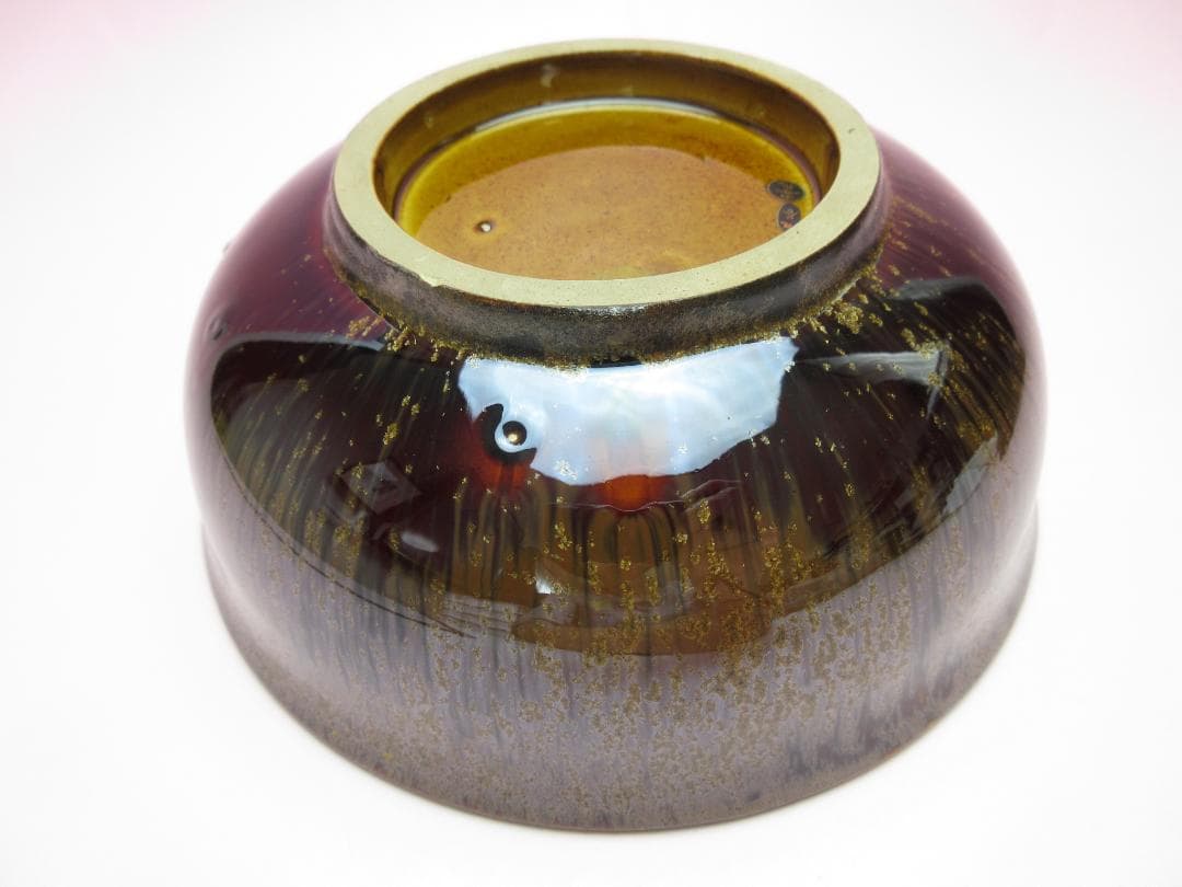 時代 九谷 雪花 金彩 鶴紋 茶碗 検) 明治期 大正期 昭和期 70916