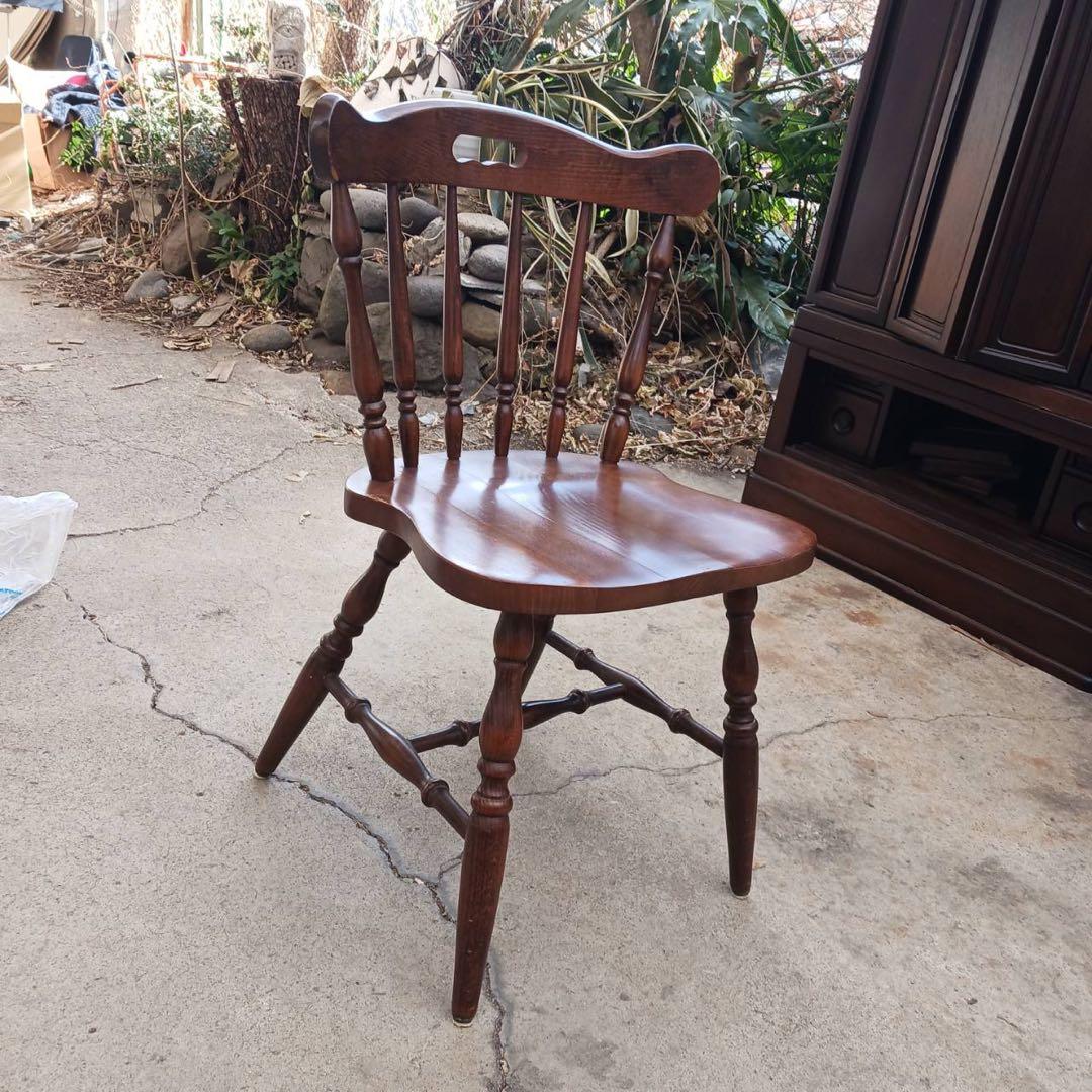 ⑤かしわ 木製チェア ダイニングチェア レトロ ヴィンテージ