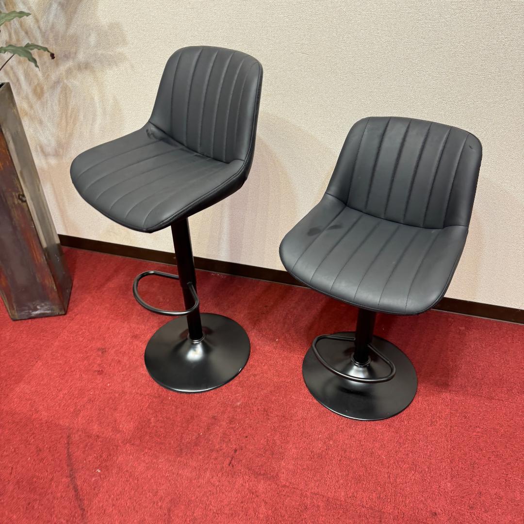 東京23区送料無料　2脚セット調節可能 回転バーチェア カウンターチェア 足置き