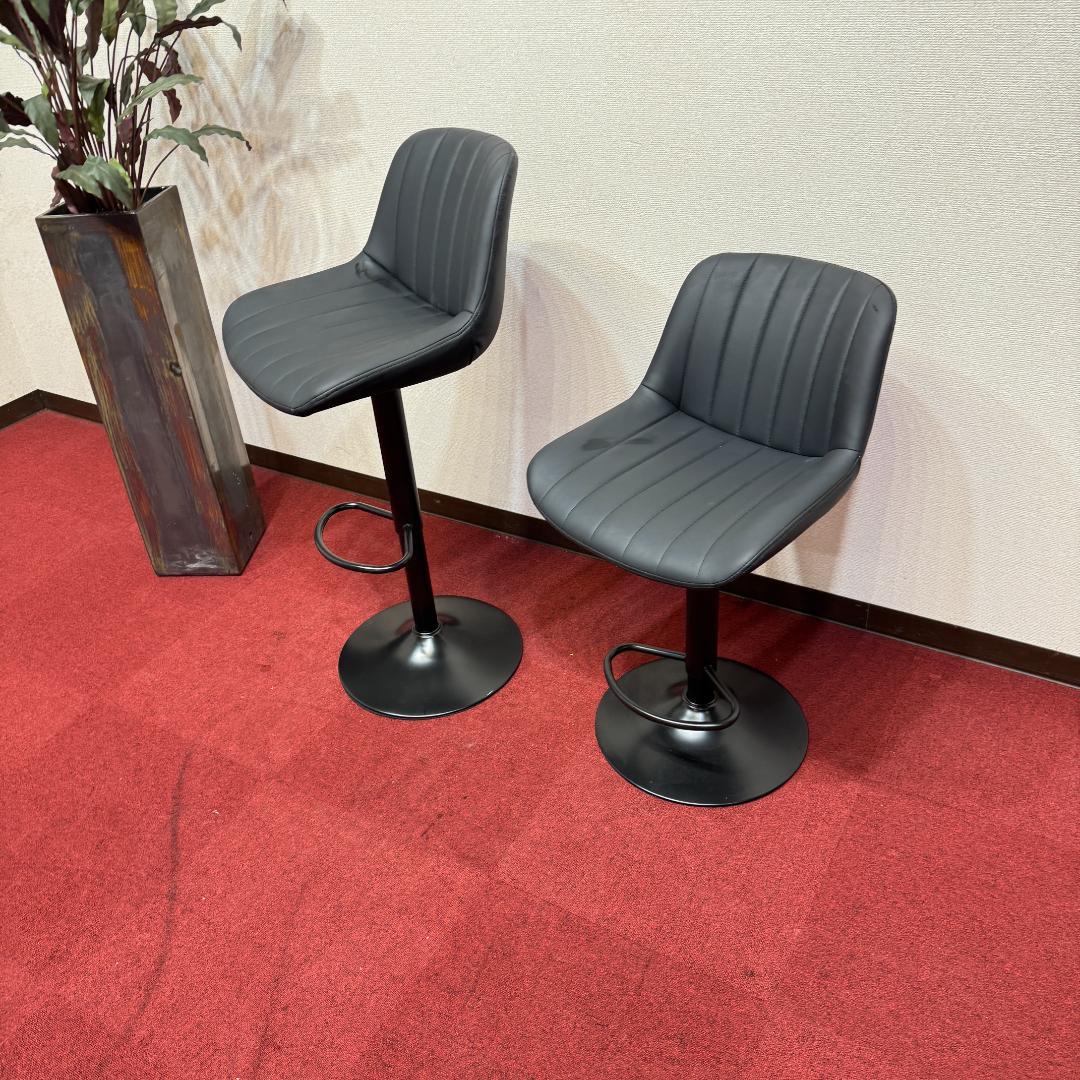 東京23区送料無料　2脚セット調節可能 回転バーチェア カウンターチェア 足置き