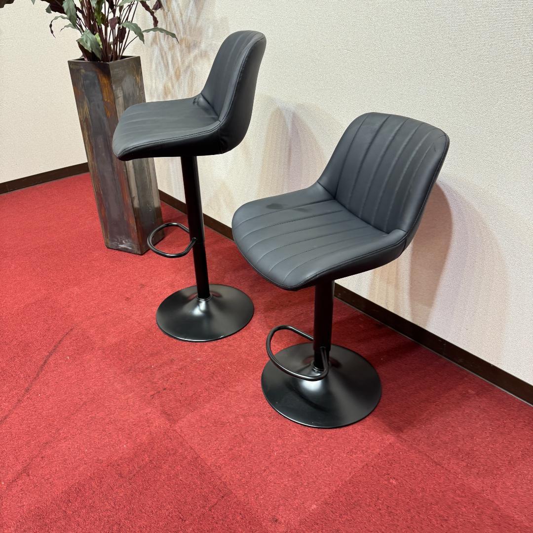 東京23区送料無料　2脚セット調節可能 回転バーチェア カウンターチェア 足置き