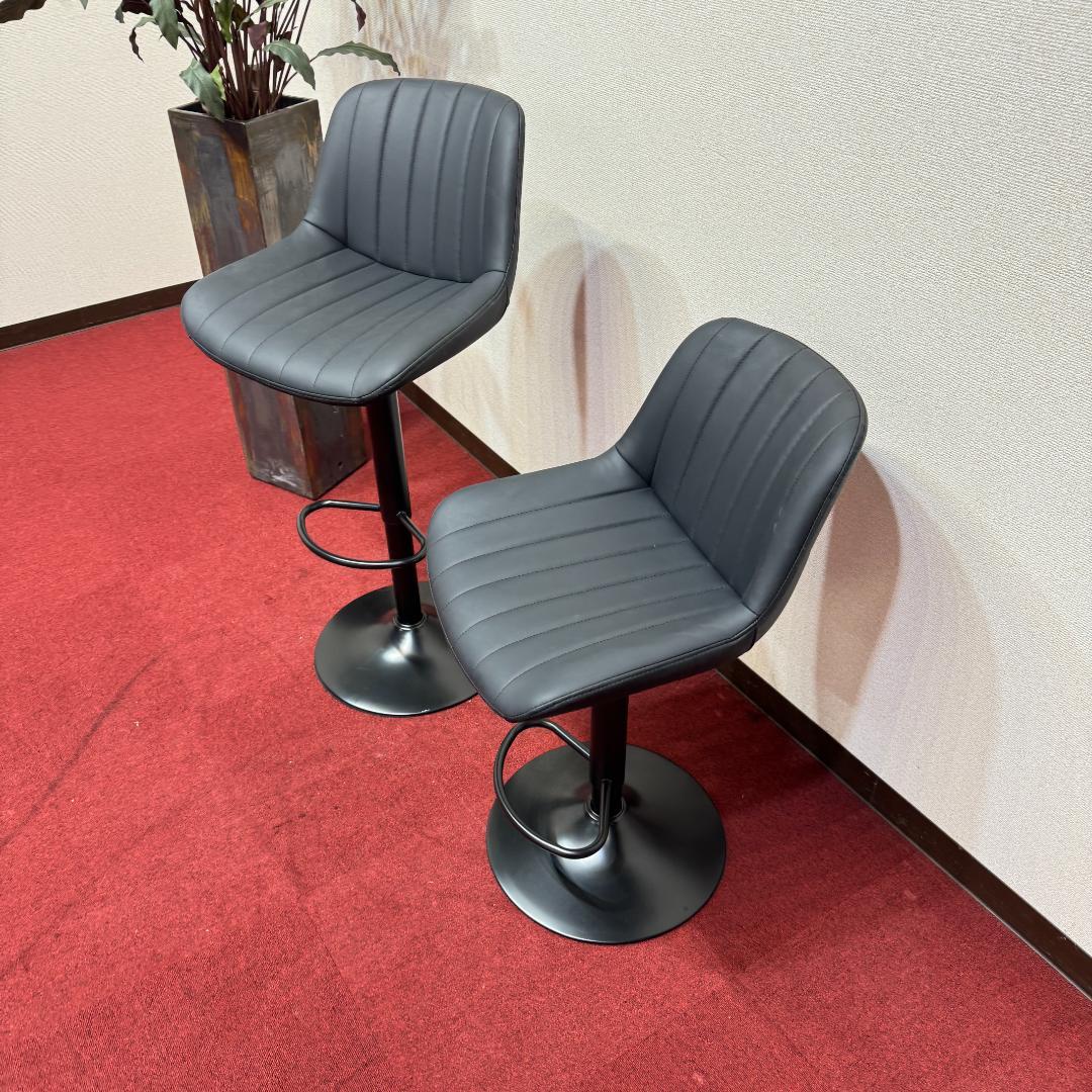 東京23区送料無料　2脚セット調節可能 回転バーチェア カウンターチェア 足置き