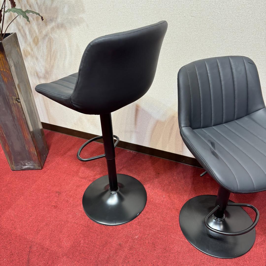 東京23区送料無料　2脚セット調節可能 回転バーチェア カウンターチェア 足置き