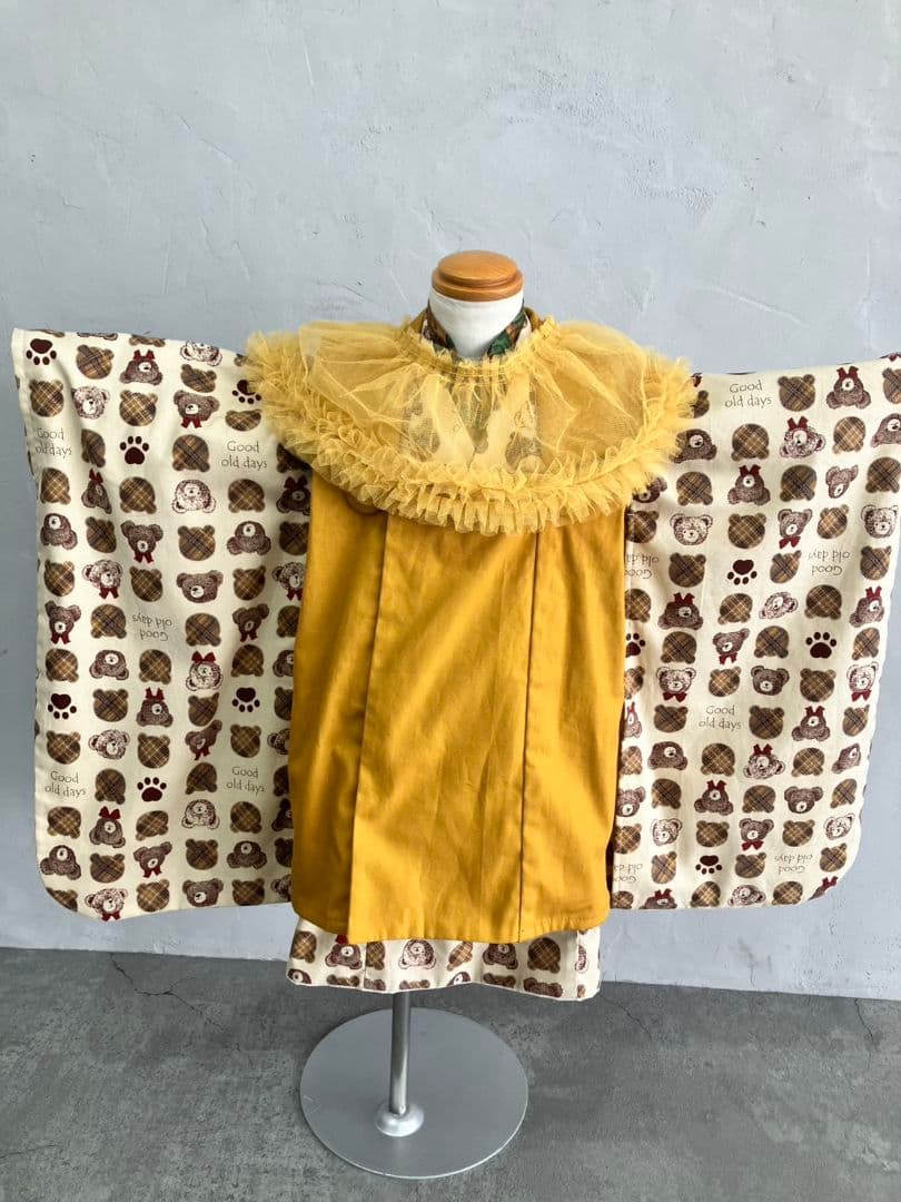 七五三　3歳　セパレート着物　レースえり付き