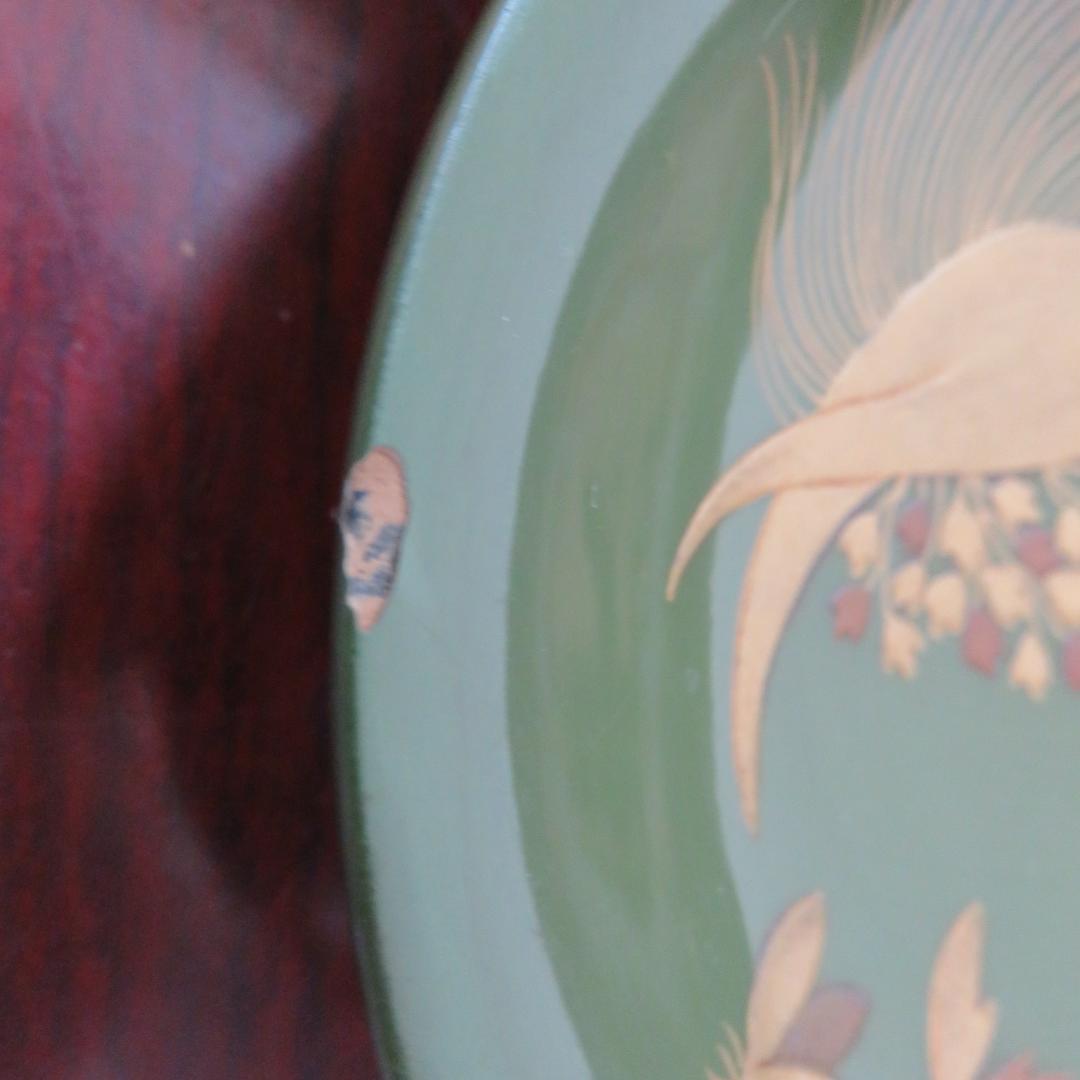 緑吸物碗 青地 盃 蒔絵 大根 カブ 8ケ 傷 欠け スレ 明治頃 希少 漆器