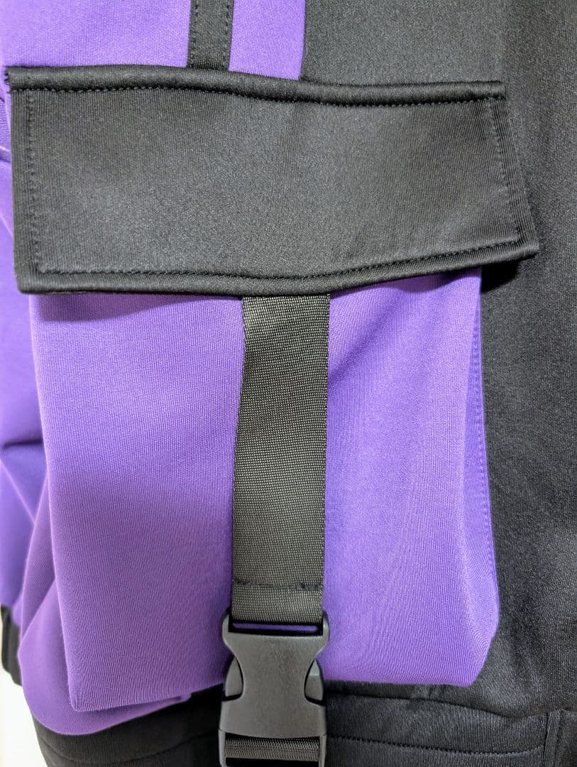 Amilige　バックプリントセーラーZIPジャージ ブラック×パープル