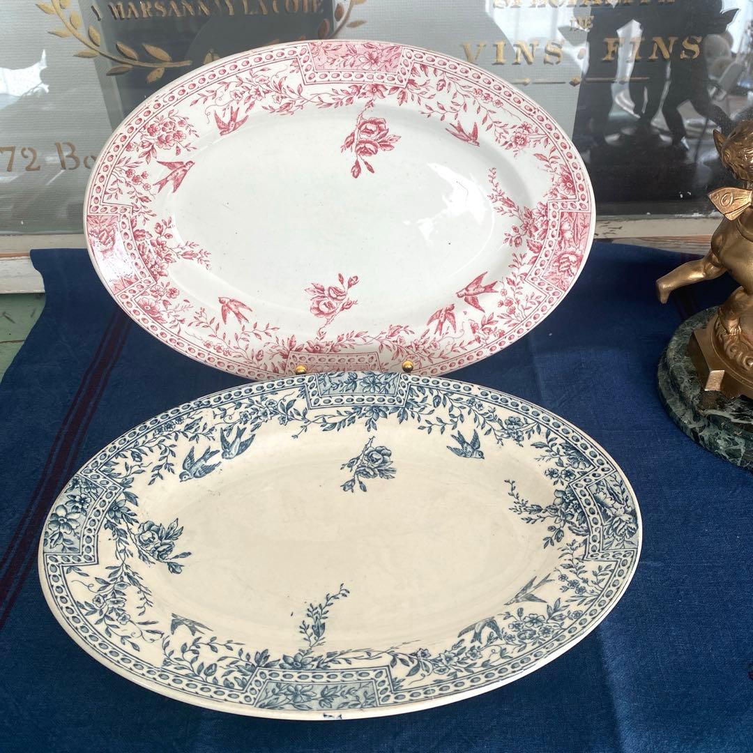 フランスアンティーク プレートセットツバメ 皿 CERESフランス リュネヴィル