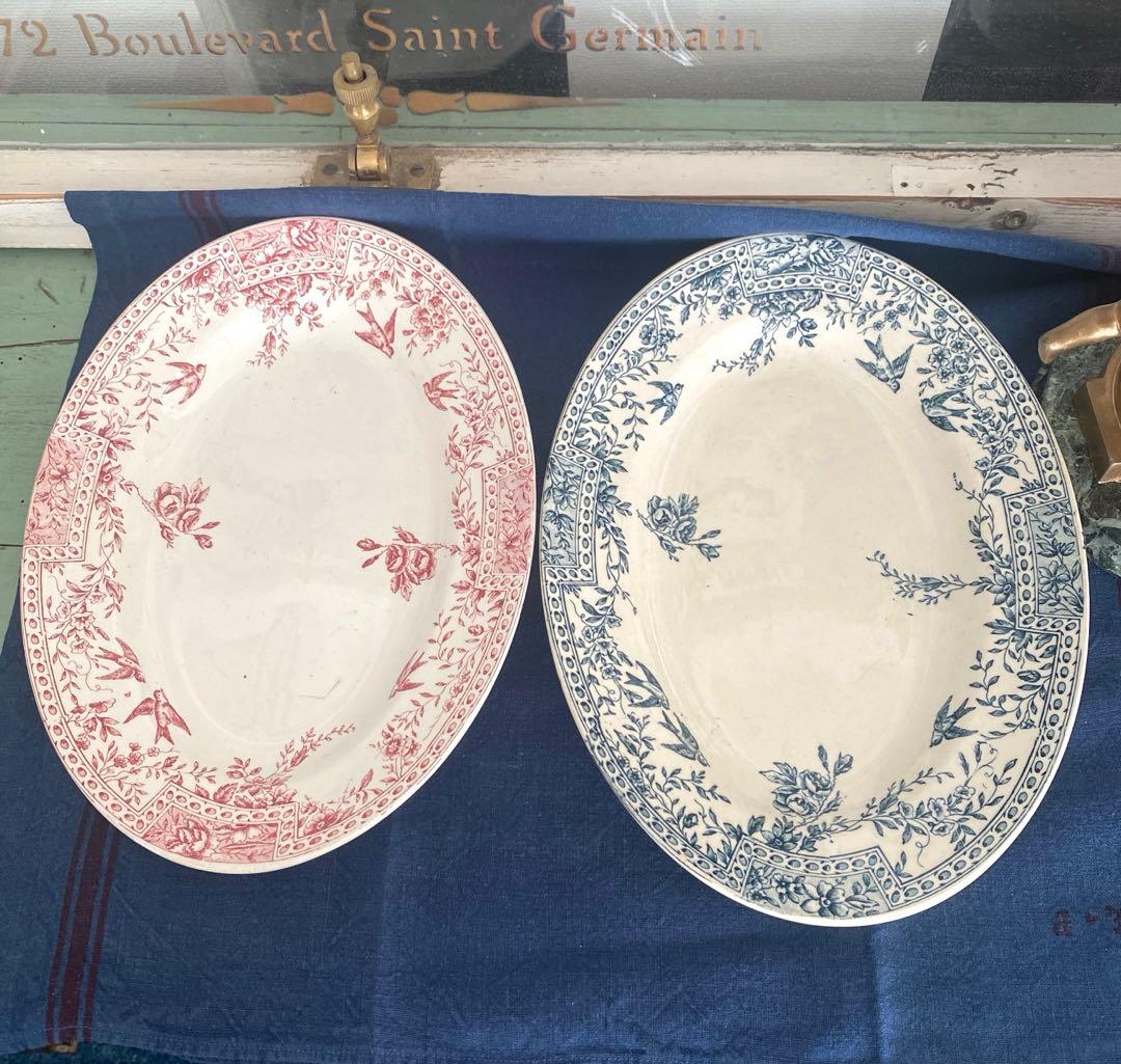 フランスアンティーク プレートセットツバメ 皿 CERESフランス リュネヴィル