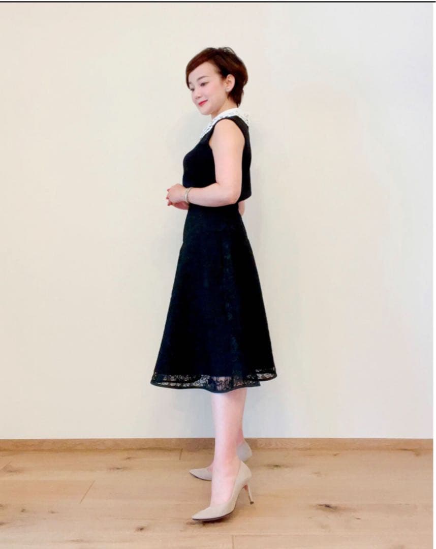 【新品未使用】望月順子さんマグノリアコレクション　黒レーススカートミディ丈