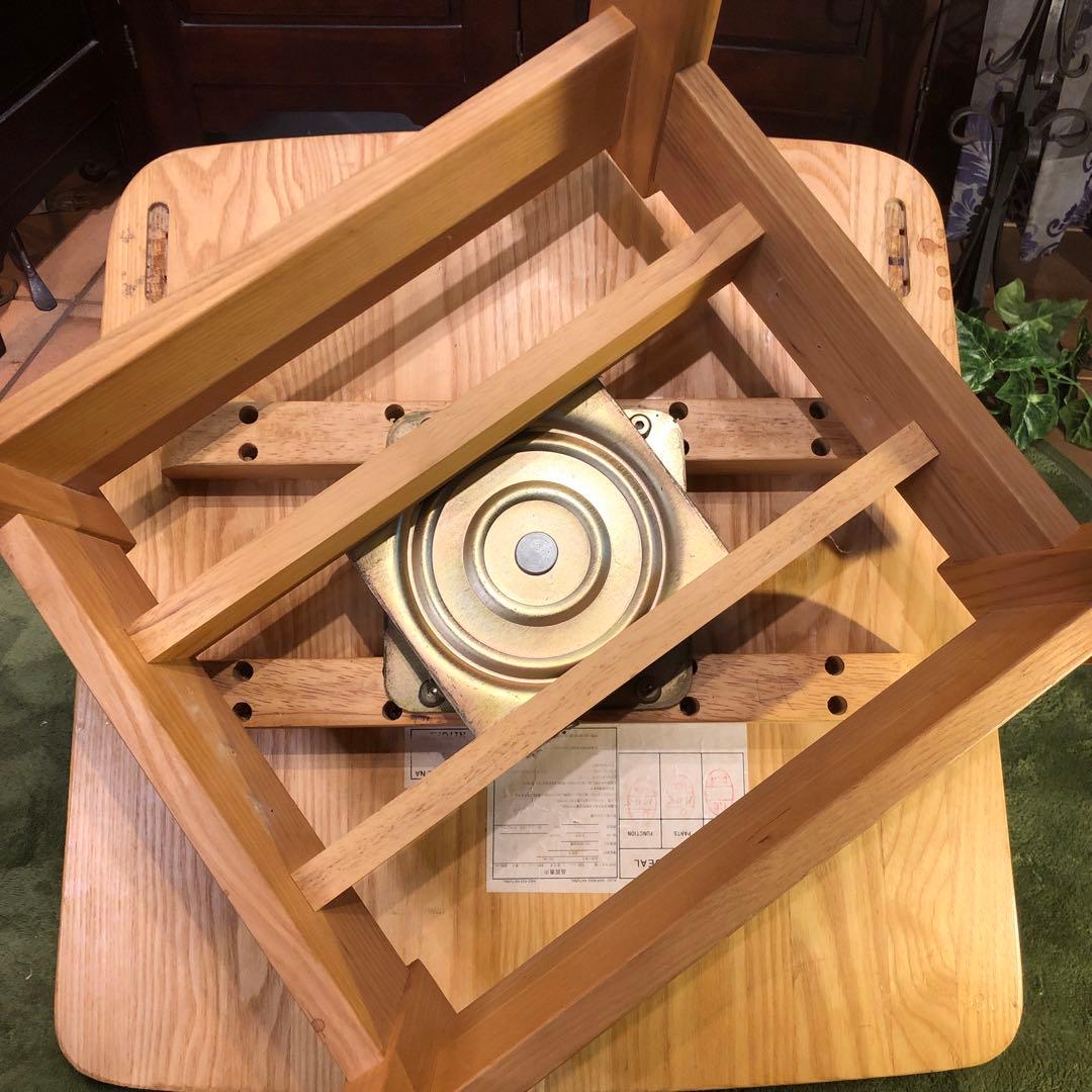 せいここちゃん２脚　ヴィンテージ タモ無垢材　360度回転　和風　チェア