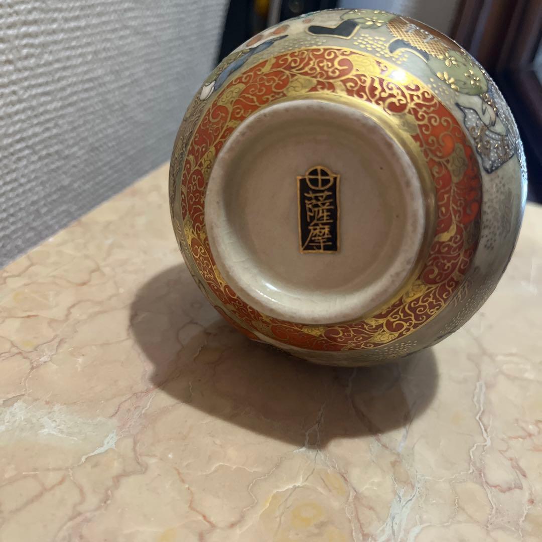 あ*き様 古物薩摩焼金彩装飾の日本陶器花瓶