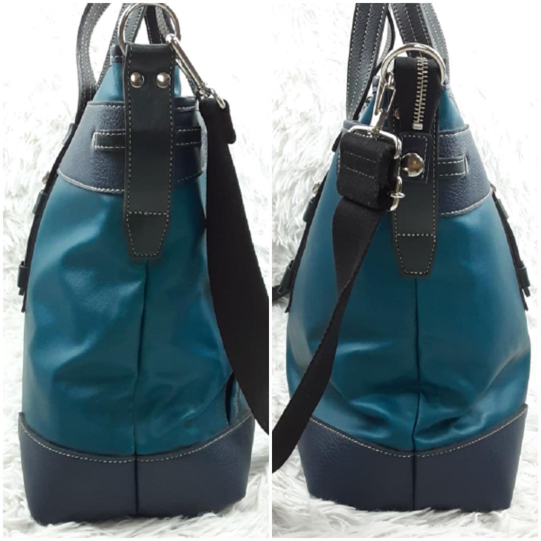 美品◎豊岡鞄 トートバッグ ビジネスバッグ ショルダーバッグ 緑 2way