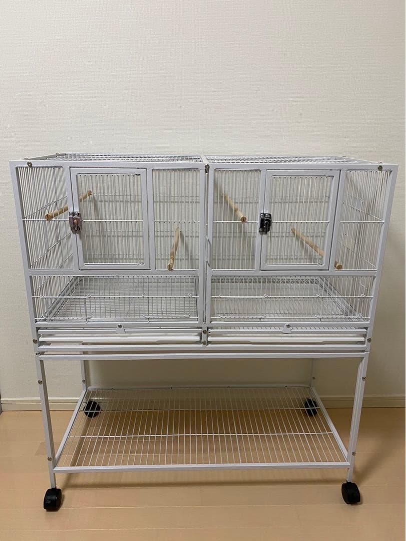 ブリーダー バードケージ 2部屋 仕切り 鳥かご 鳥小屋 ペット キャスター付き