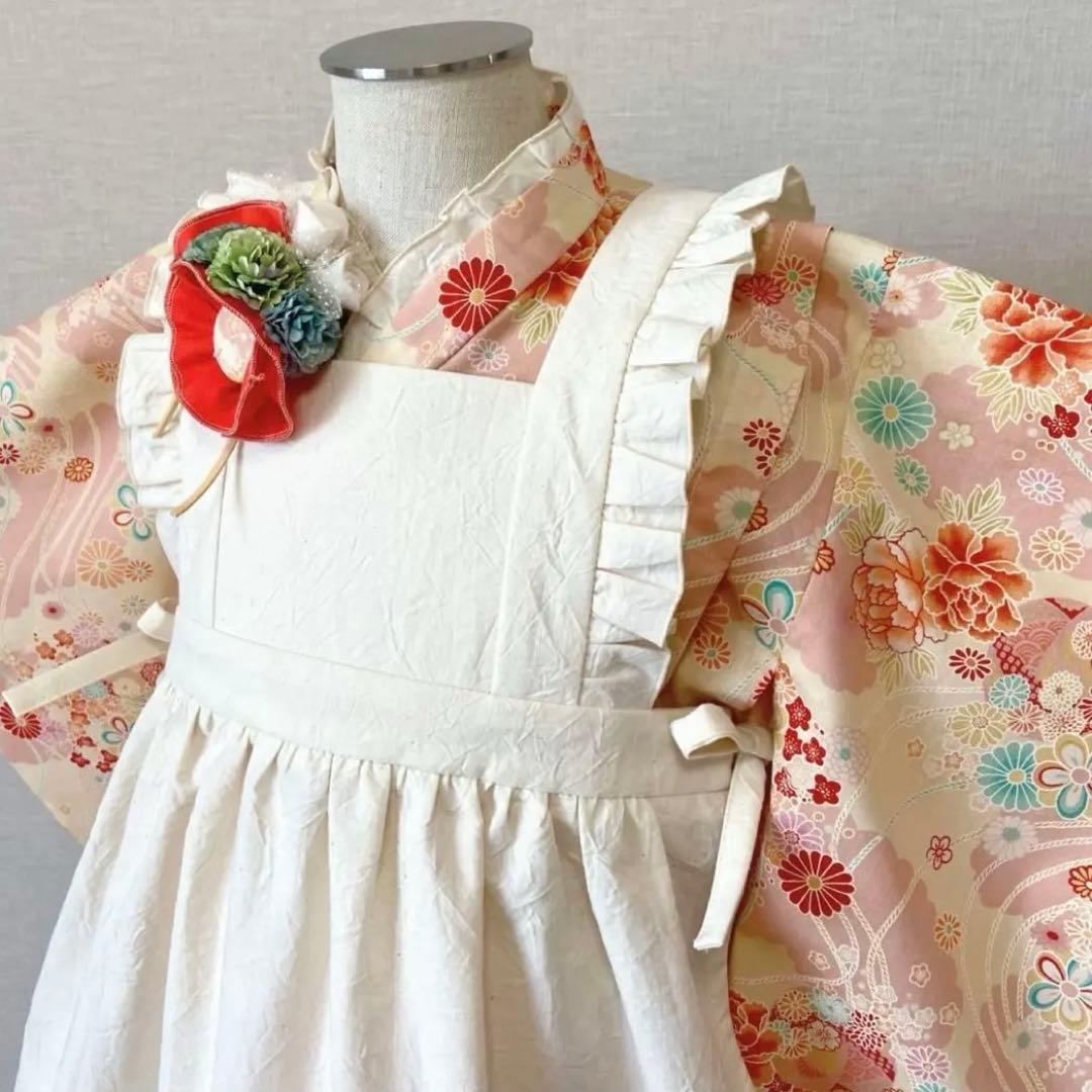 七五三 3歳 女の子 着物 被布エプロン セット 和柄 ハンドメイド セパレート