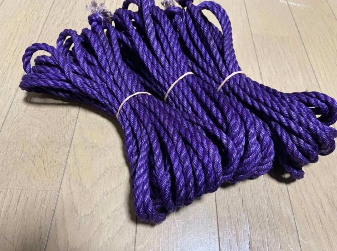 緊縛用麻縄　蜜蝋鞣し　紫色6mm×8M 6本セット　煮鞣し