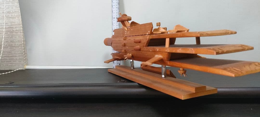 手作り木工・多層式(三段式)航空母艦(材料　ヒノキ製素地仕上げ)