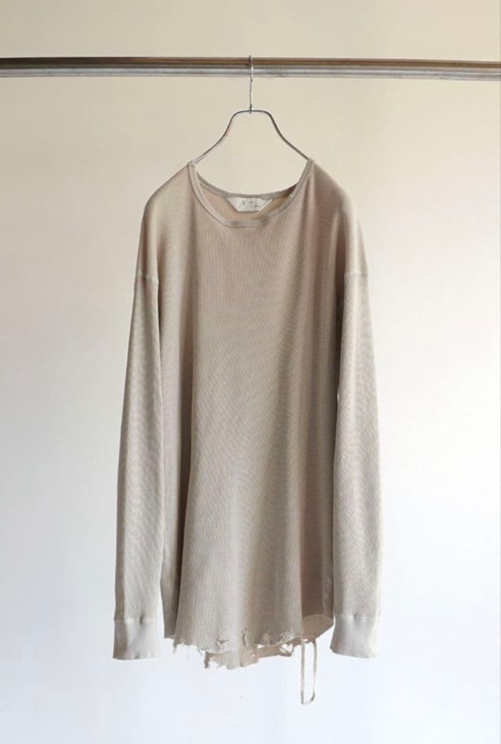 下着・アンダーウェア DAMAGE WAFFLE CREW LS T-SHIRT/GREIGE