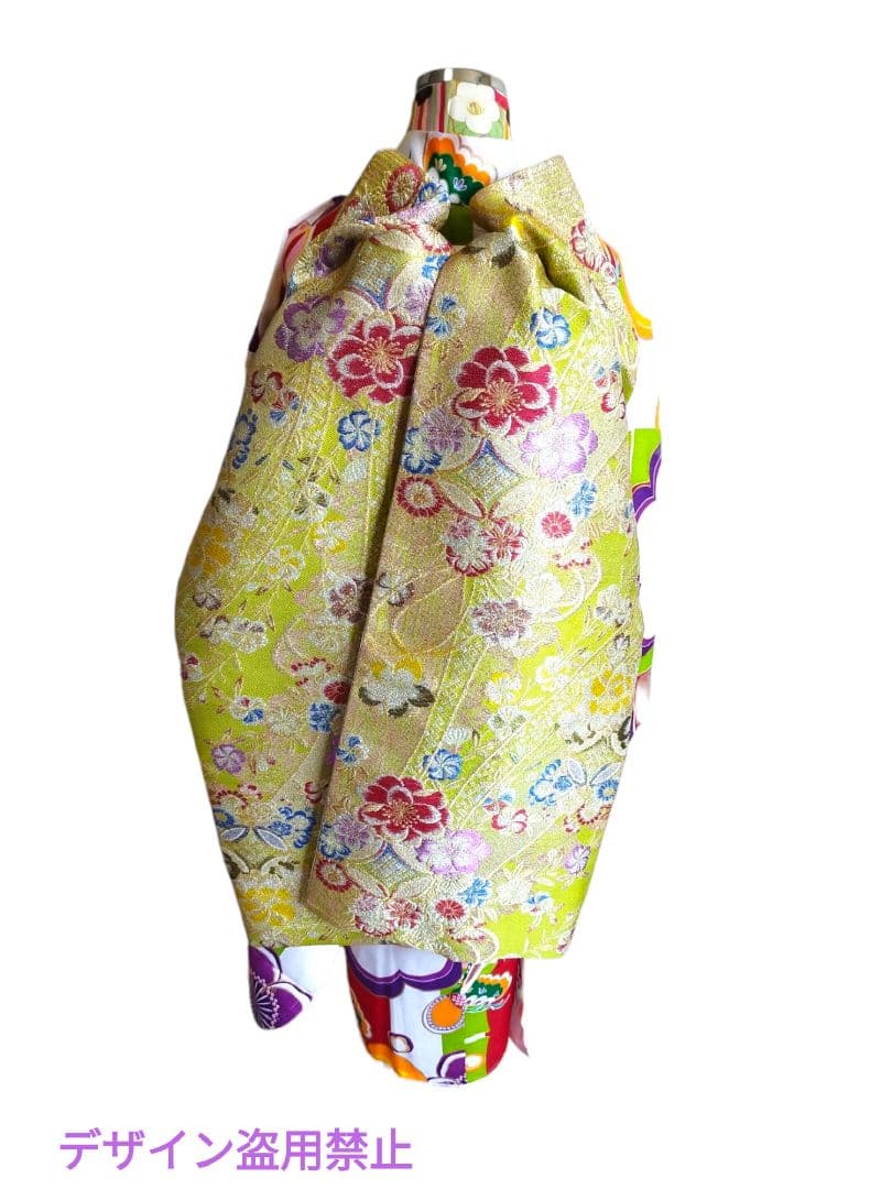 専用です☆黄緑にキラキラ花模様が可愛らしい☆うさみみのだらりの帯