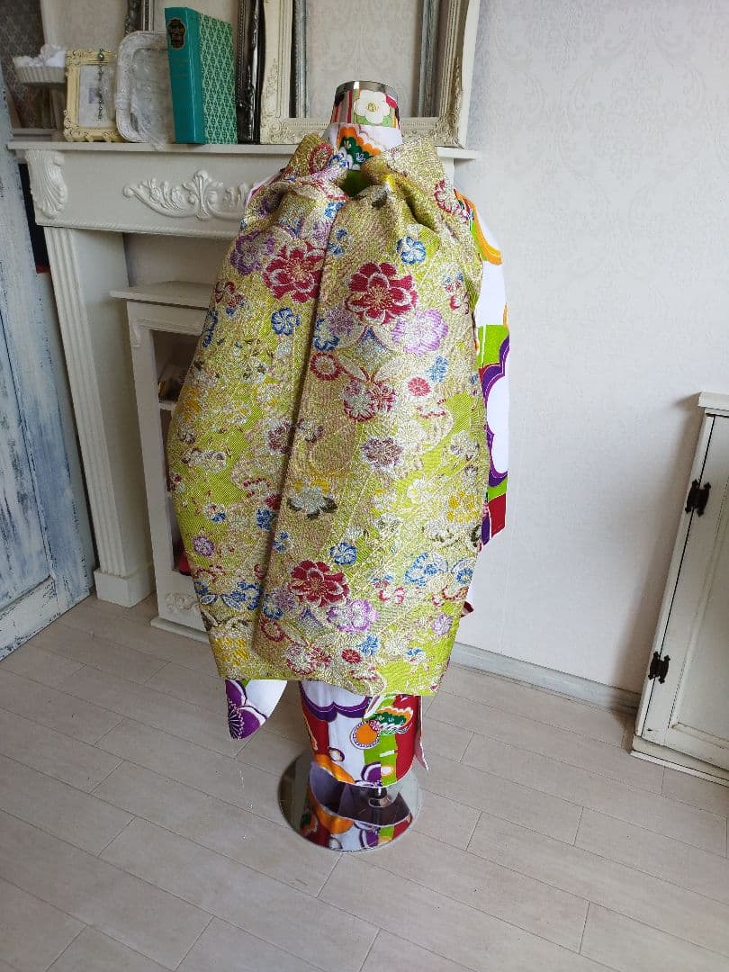 専用です☆黄緑にキラキラ花模様が可愛らしい☆うさみみのだらりの帯